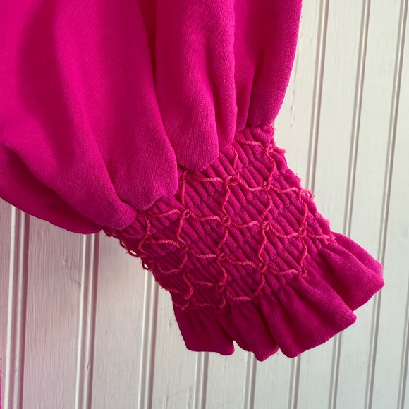 Jodifl Women’s Fuchsia Smocked Square-Neck Top Size Small - Picture 2 of 6